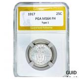 1917 Standing Liberty Quarter PGA MS64 FH Type 1