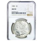 1901 Morgan Silver Dollar NGC AU53