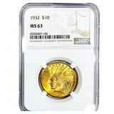 1932 $10 Gold Eagle NGC MS63