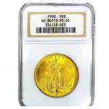 1908 $20 Gold Double Eagle NGC MS65 No Motto
