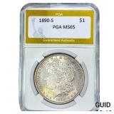 1890-S Morgan Silver Dollar PGA MS65