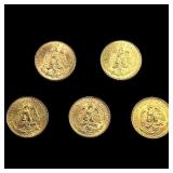 5 1945 2 Pesos Gold