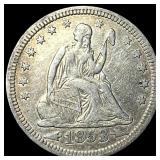1853 Arrows/Rays Seated Liberty Quarter  NEARLY U
