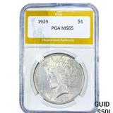 1923 Silver Peace Dollar PGA MS65