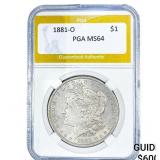 1881-O Morgan Silver Dollar PGA MS64