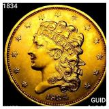 1834 $5 Gold Half Eagle CHOICE AU