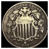 1867 Shield Nickel w/Rays LIGHTLY CIRCULATED
