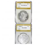 [2 Coins] 1884-1886 Morgan Silver Dollar PGA MS63-