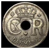 1947 Denmark Copper Nickel 25 Ore