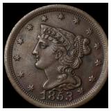 1853 Braided Hair Half Cent CLOSELY  UNCIRCULATED