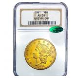 1861 CAC $20 Gold Double Eagle NGC AU58