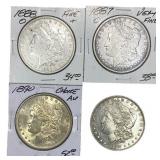 [4 Coins] 1885-1890 Morgan Silver Dollar
