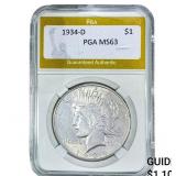 1934-D Silver Peace Dollar PGA MS63