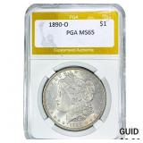 1890-O Morgan Silver Dollar PGA MS65