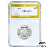 1901 Barber Dime PGA MS64