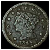 1845 Braided Hair Large Cent NICELY  CIRCULATED