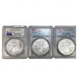 [3 Coins] 2008-2016 Silver Eagle PCGS MS69-70