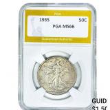 1935 Walking Liberty Half Dollar PGA MS66