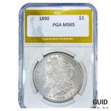 1890 Morgan Silver Dollar PGA MS65