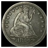 1854 Arrows Seated Liberty Quarter NEARLY  UNCIRC