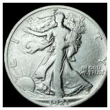 1921-S Silver Half Dollar Walking Liberty  NEARLY