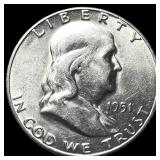 1951-S Silver Franklin Half Dollar CHOICE AU