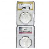 [2 Coins] 1878 Morgan Silver Dollar NGC/PGA MS63-6