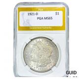 1921-D Morgan Silver Dollar PGA MS65