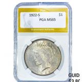 1922-S Silver Peace Dollar PGA MS65