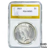 1923 Silver Peace Dollar PGA MS65