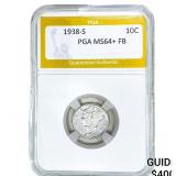 1938-S Mercury Silver Dime PGA MS64+ FB