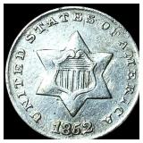 1852 Silver Three-Cent Piece CLOSELY  UNCIRCULATE
