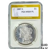 1887-S Morgan Silver Dollar PGA MS64 PL