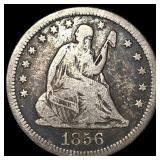 1856-O Silver Seated Liberty Quarter LIGHTLY CIRCU