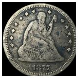 1877 Silver Seated Liberty Quarter LIGHTLY  CIRCU