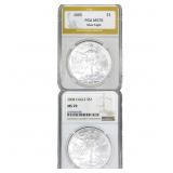 [2 Coins] 2004-2005 Silver Eagle NGC/PGA MS70