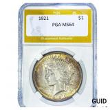 1921 Silver Peace Dollar PGA MS64