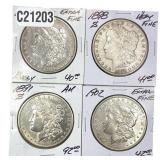 [4 Coins] 1891-1903 Morgan Silver Dollar