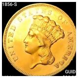 1856-S $3 Gold Piece UNCIRCULATED +