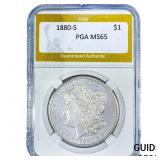 1880-S Morgan Silver Dollar PGA MS65
