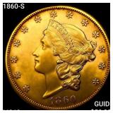 1860-S $20 Gold Double Eagle UNCIRCULATED