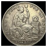 1914 FG Peru Silver 1/5 Sol