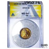 1916 Wheat Cent ANACS MS64 RB