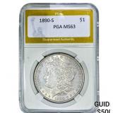 1890-S Morgan Silver Dollar PGA MS63