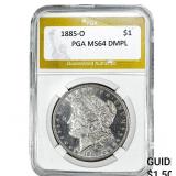 1885-O Morgan Silver Dollar PGA MS64 DMPL