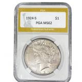1924-S Silver Peace Dollar PGA MS62