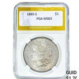 1885-S Morgan Silver Dollar PGA MS63