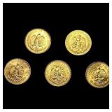 5 1945 2 Pesos Gold