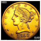 1853 $5 Gold Half Eagle CHOICE AU