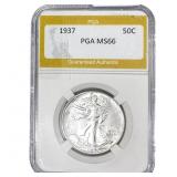1937 Walking Liberty Half Dollar PGA MS66